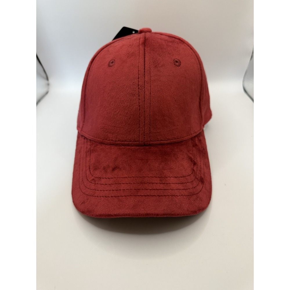 Burgundy Velveteen Baseball Cap Hat Women's Adjustable Buckle Strap One Size NWT
